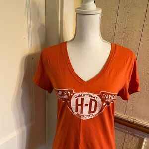 Harley-Davidson Orange V-neck T-Shirt